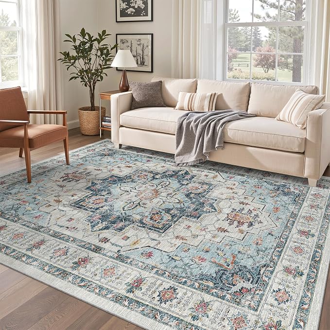 Madane 6x9 Area Rugs for Living Room, Stain Resistant Washable Rugs, Non-Slip by Madane