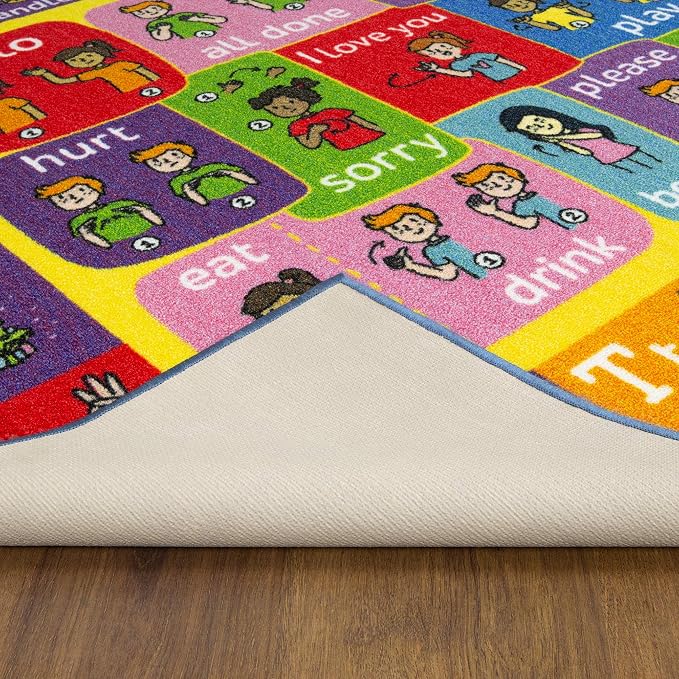 KC Cubs 5x7 ABC Alphabet ASL Sign Language Rug – Educational Non-Slip Carpet - Image 6