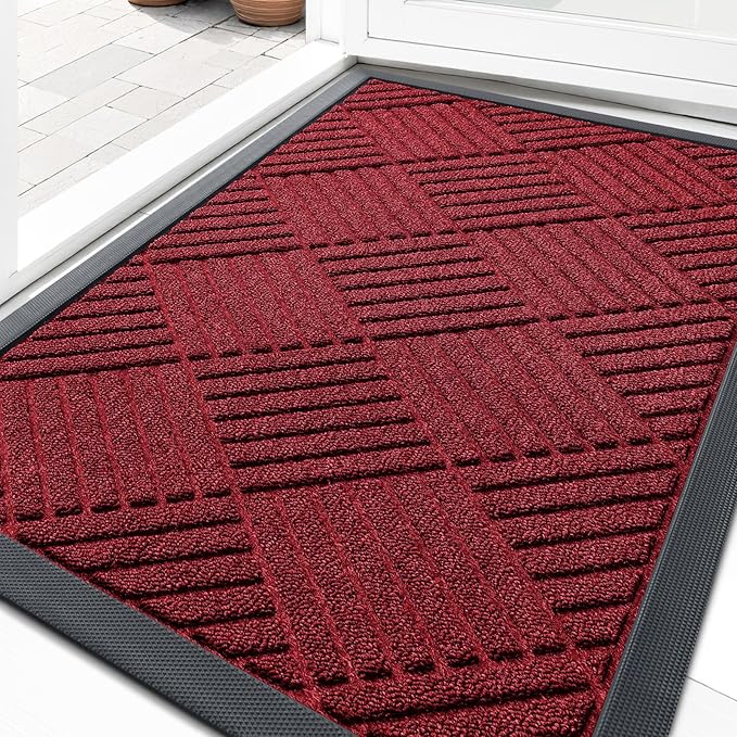 OLANLY Front Door Mat Outside Entrance 33x21, Heavy Duty Sturdy Natural Rubber by OLANLY