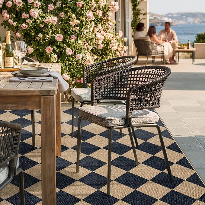 Lahome Colette Checkered Easy Jute Area Rug 8x10, Large Living Room Patio Rug - Image 3