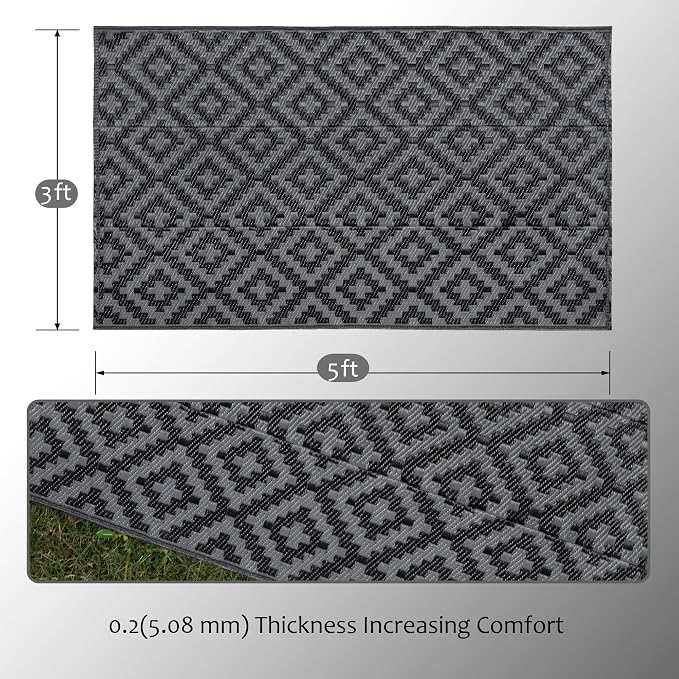 SAND MINE Waterproof Outdoor Rug, Plastic Reversible Rug, Modern Area Rug - Image 2