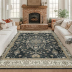 RELEANY Area Rugs Square 8ft Washable Non-Slip, Floral Vintage Distress by RELEANY