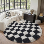PureCozy Checkered Round Rugs 6ft by PureCozy