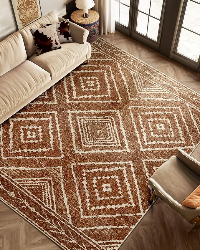 BESTSWEETIE Area Rug 8x10 Rug Machine Washable Non-Slip Low Pile Print Pattern by BESTSWEETIE