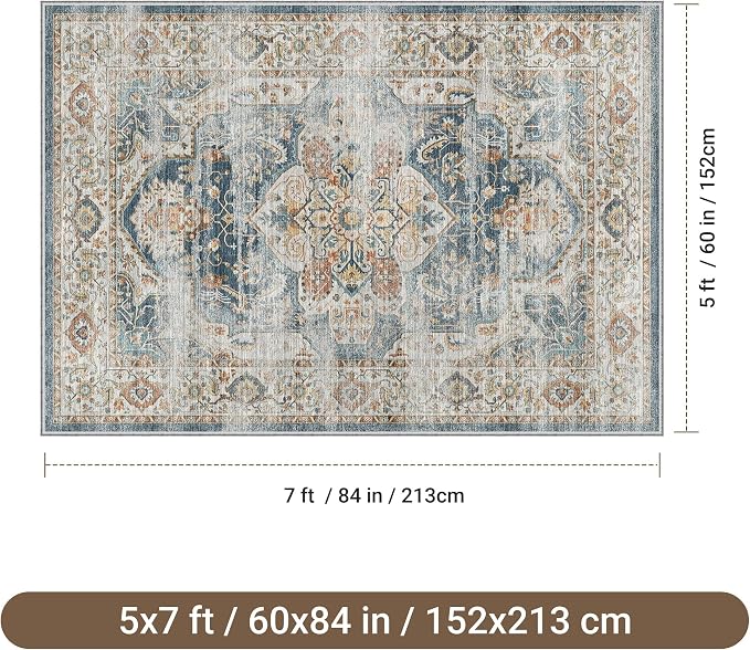 befbee 5x7 Area Rugs for Living Room, Stain Resistant Washable Rug, Non-Slip - Image 2