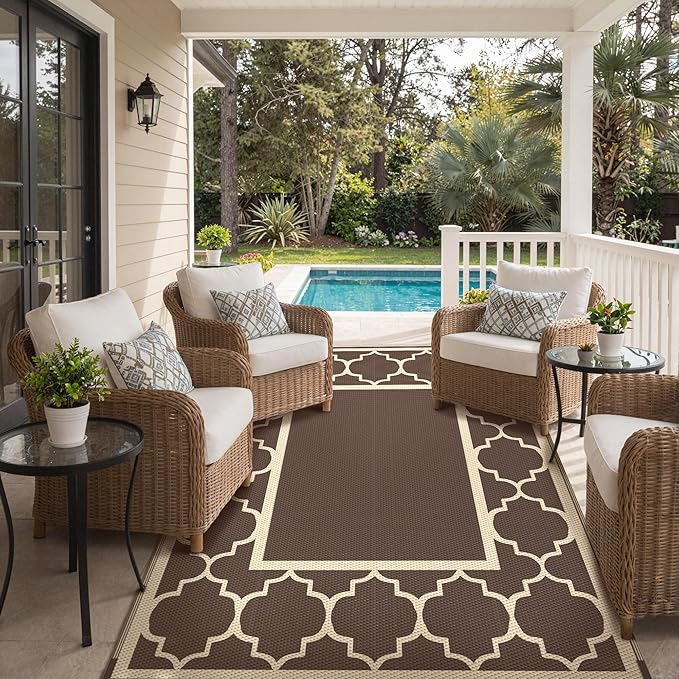 GENIMO Outdoor Rug 8' x 10' Patio Waterproof, Foldable Reversible Plastic Straw - Image 6
