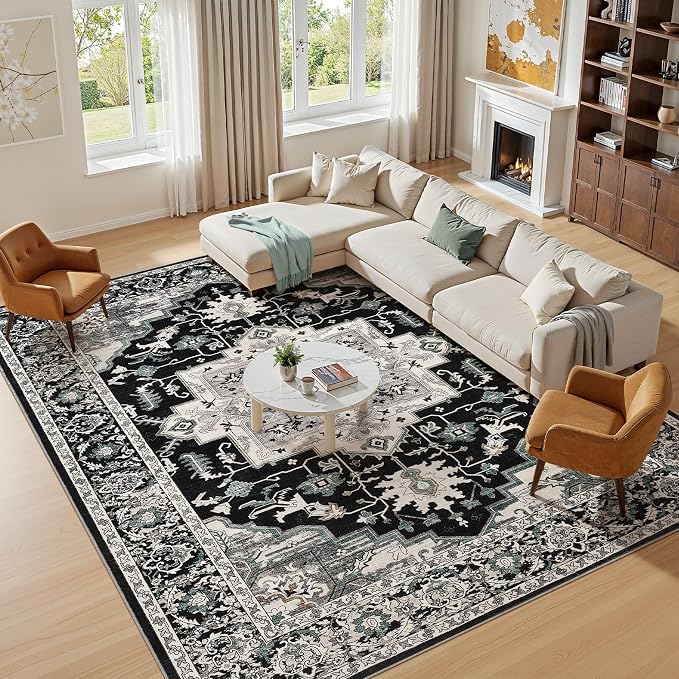 6x9 Area Rugs Living Room: Washable Vintage Rug Large Non-Slip Stain Resistant - Image 4
