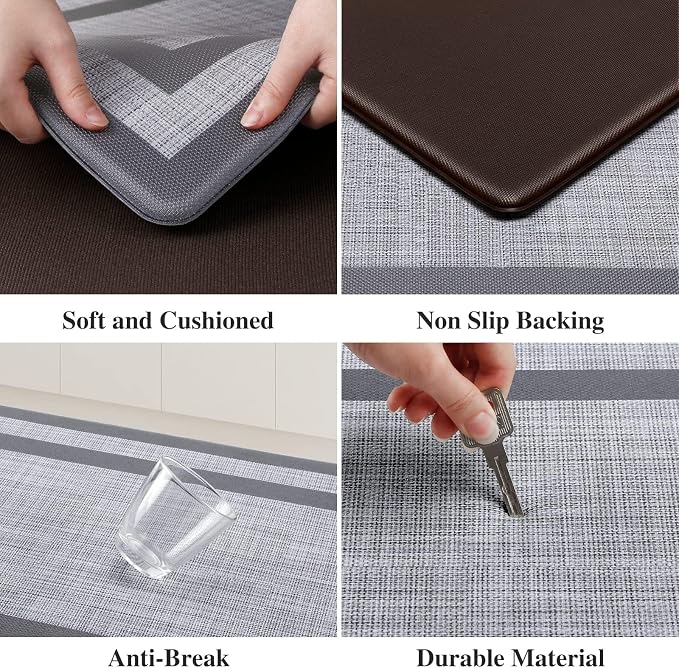 Mattitude Kitchen Mats Set of 2 Cushioned Rugs 0.47 inch Thick Anti-Fatigue Mats - Image 3