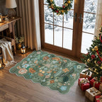 Washable Floral 2x3 Area Rug: Indoor Soft Scalloped Carpet - Image 2