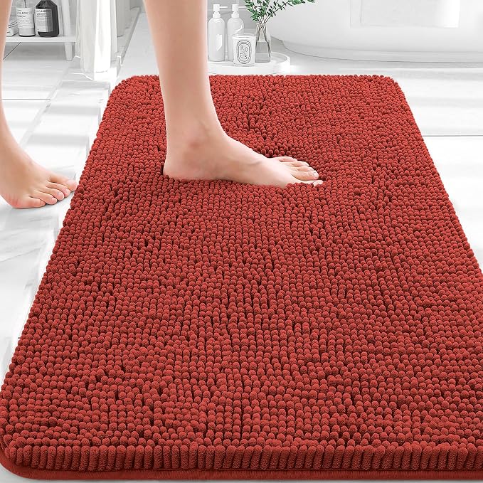 OLANLY Bathroom Rugs 30x20, Extra Soft Absorbent Chenille Bath Rugs, Rubber by OLANLY
