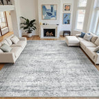 Soalmost 12x15 Washable Area Rug Gray Neutral Abstract Living Room Large Carpet - Image 9
