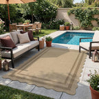 LIVEBOX Scalloped Easy Jute 4x6 Outdoor Rug, Washable Non Slip Geometric Area - Image 3