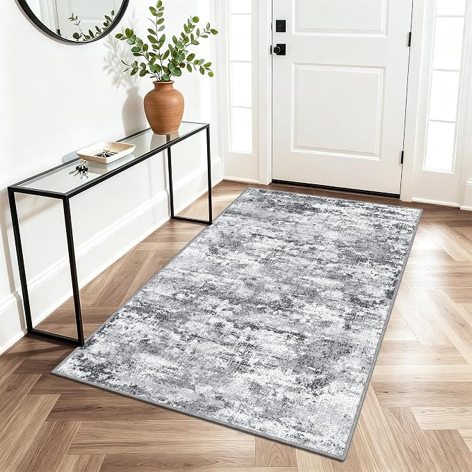 3x5 Area Rug Washable Entryway Rug Non Slip Abstract Tear and Stain Resistance by TTelephant
