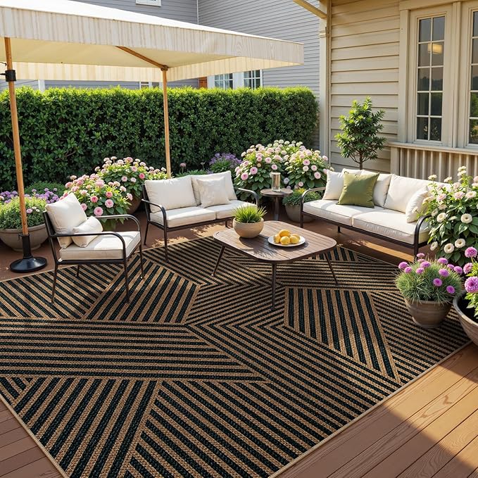 Lahome Modern Geometric Easy Jute Carpet, 6x9 Area Rugs by Lahome
