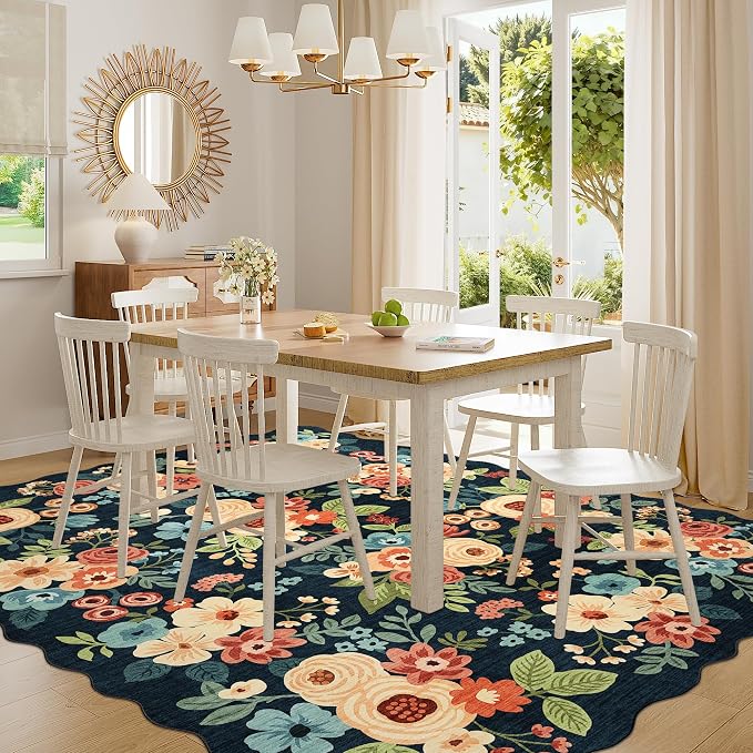 DUKINO 8x10 Area Rug, Floral Washable Rugs - Image 8
