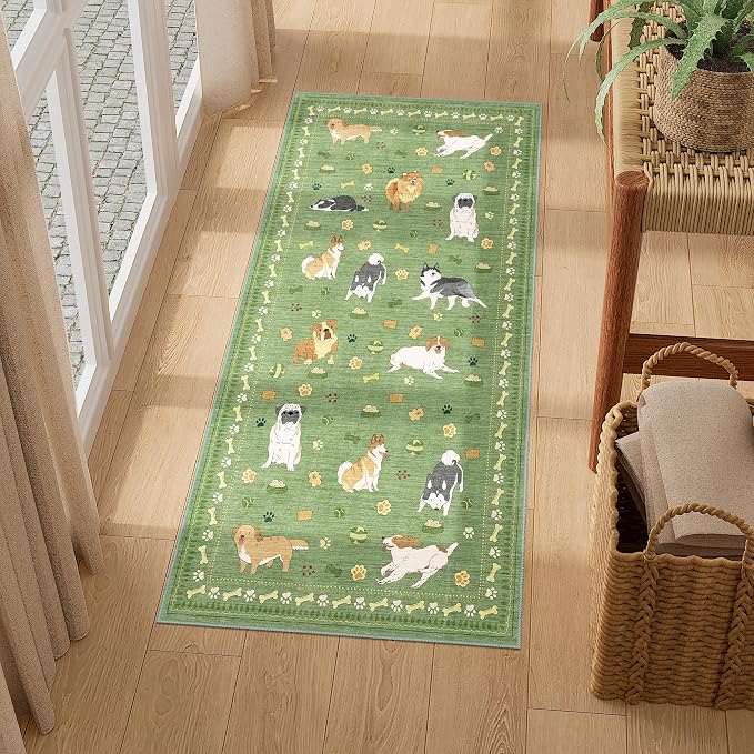 DUKINO 2x4 Runner Rug for Entryway, Animal Dog Print Washable Kitchen Rug - Image 3