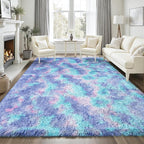 Rainbow Fluffy Rugs for Girls Bedroom: 9x12 Large Shag High Pile Area Rug - Image 3