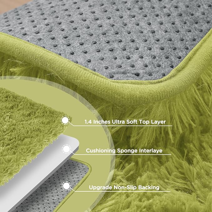 5x7 Green Grass Area Rugs for Living Room, Fluffy Shag Rug for Bedroom Indoor - Image 7
