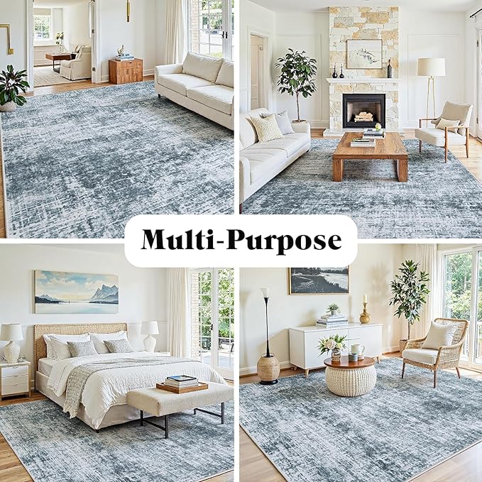 9x12 Area Rugs Washable Rug:Anti-Skid Abstract Modern Living Room Rug Soft Thin - Image 3