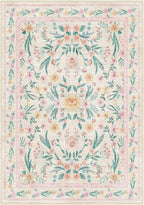 5x7 Pink Floral Nursery Rug, Machine Washable Non Slip Soft Faux Wool Carpet - Image 10