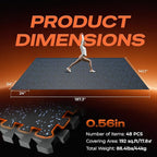 SUPERJARE 0.56'' Thick 48 Pcs 192 Sq Ft Rubber Top Exercise Equipment Mats - Image 7