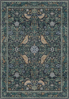 Boho Living Room Rug, 7x10 Floral & Bird Pattern Area Rug - Image 6