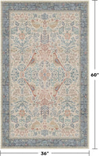 Boho Natural Red Blue 3x5 Entryway Rug, Washable Mudroom Area Rug, Modern - Image 2