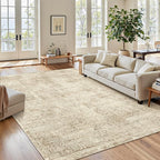 Soalmost 5x7 Area Rugs Brown Low Pile Indoor Washable Trendy Faded Style Floral - Image 2