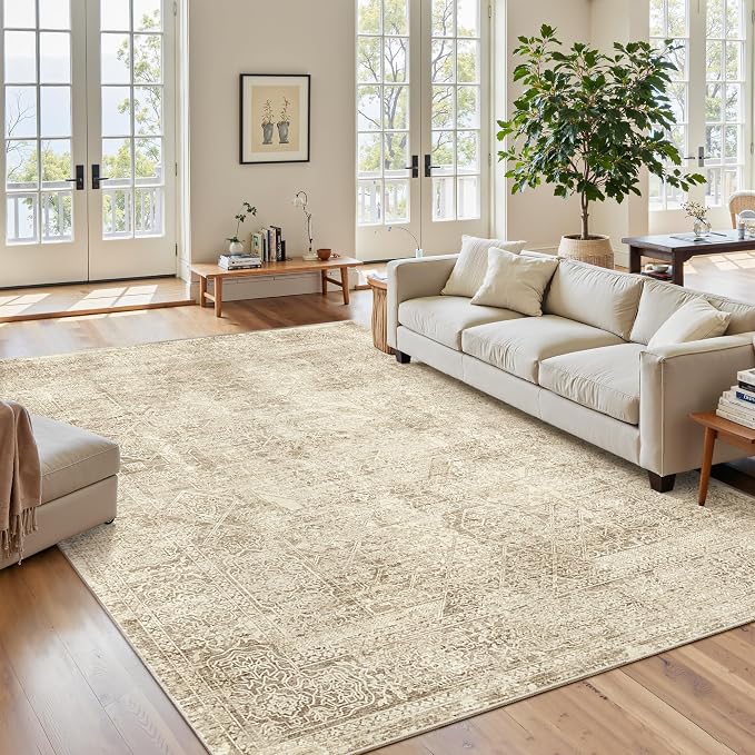 Soalmost 6x9 Area Rug for Living Room Floral Washable Non-Slip Modern Rugs for by Soalmost