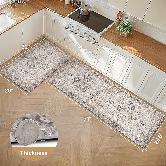 GENIMO Kitchen Mats for Floor 2PCs, Washable Anti Fatigue Mat for Cushioned - Image 2