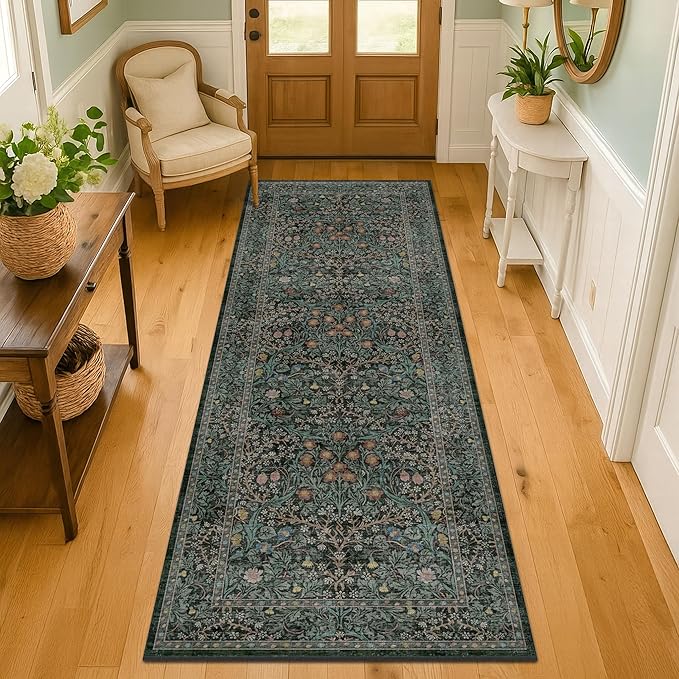 8ft Long Runners for Hallways Non Slip, Entryway Indoor, Washable Rubber by HazoHaus