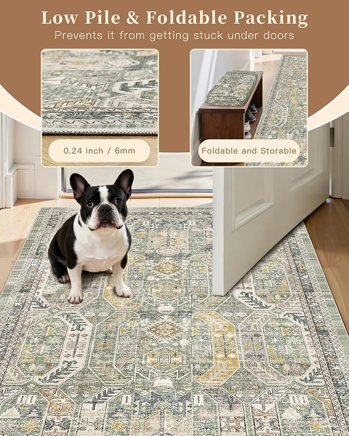 Madane Runner Rug 2x8, Washable Hallway Runner Rugs, Non-Slip Low-Pile Soft - Image 6