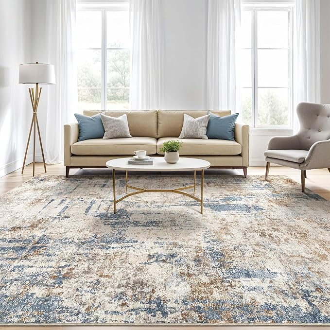 10x12 Area Rug Living Room: Washable Large Abstract Modern Soft Rugs Stain - Image 5