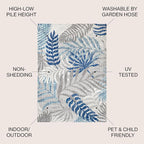 JONATHAN Y Tropics Palm Leaves Indoor Outdoor Area Rug 5X8 Gray/Blue, Boho - Image 2