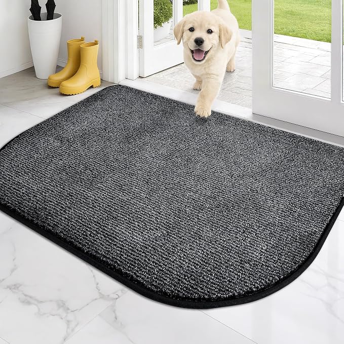 PURRUGS Dirt Trapping Door Mat Half Round 32" x 47", Non-Slip Machine Washable by PURRUGS