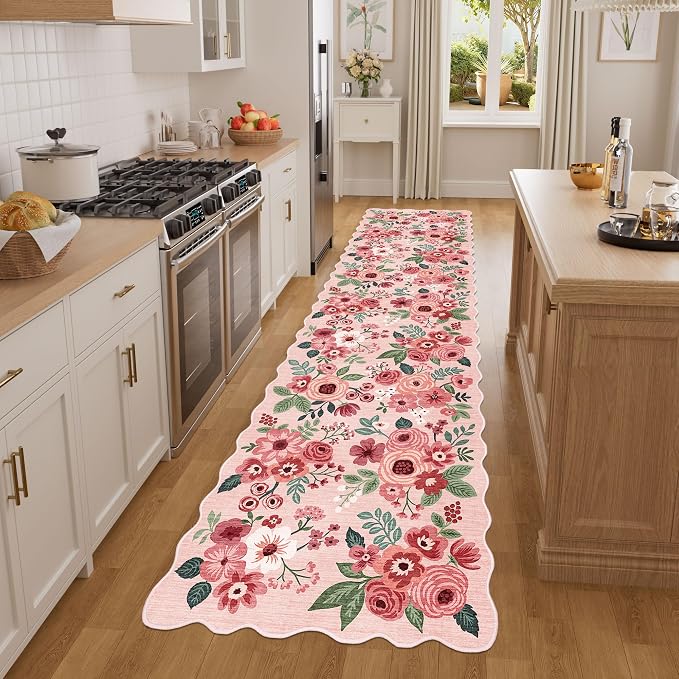 DUKINO 2x8 Washable Runner Rug, Lightweight Soft Floral Hallway Rug Runner by DUKINO