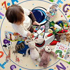 Astronaut Space Kids Round Rug 5ft, Washable Alphabet ABC Circle Carpet - Image 7