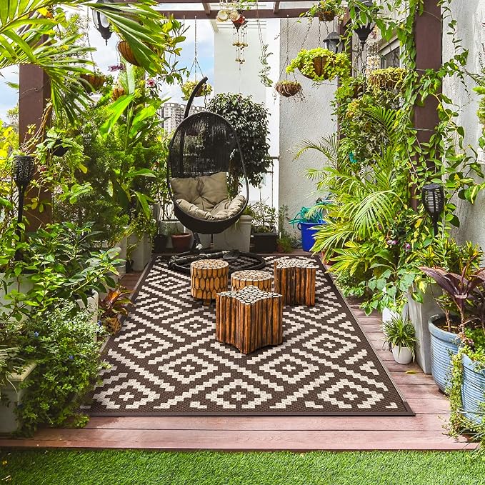 GENIMO 5'x8' Outdoor Rug Waterproof, Reversible Mats, Outdoor Area Rug - Image 3