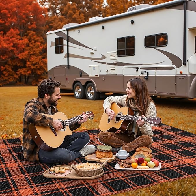 GENIMO Waterproof Outdoor Rug for Patio Clearance, Lightweight RV Camping Mat - Image 3