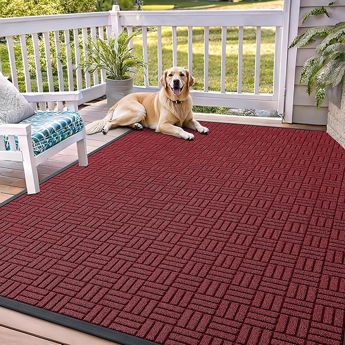 OLANLY Front Door Mat Outside Entrance 71x47, Heavy Duty Sturdy Natural Rubber by OLANLY