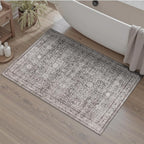 DCX Machine Washable Grey Entryway Rug 2x3, Non Slip Stain Resistant Vintage - Image 2