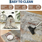 Ompaa Living Room Rug 5x8 Beige Area Rug Machine Washable Boho Rug Non Slip - Image 5