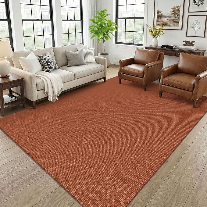 KOZYFLY Orange 6x9 Dining Room Rugs, Washable Area Rug by KOZYFLY