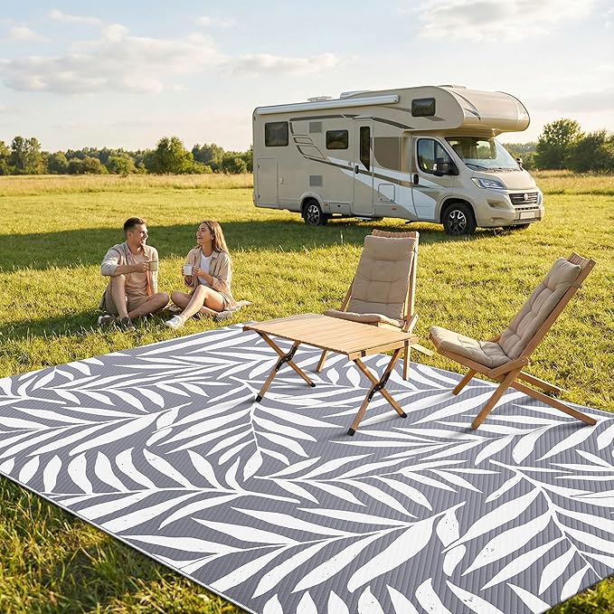 Smiry Outdoor Rug 5x8 ft, Waterproof Reversible Plastic Straw Rugs, Outdoor - Image 2
