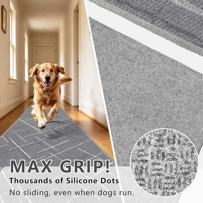 Kitchen Rugs Ultra Non-Slip 2.6x8 Washable Runner Rug Modern Tear and Stain - Image 4