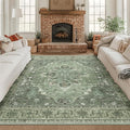 RELEANY Area Rugs Square 8ft Washable Non-Slip, Floral Vintage Distress by RELEANY