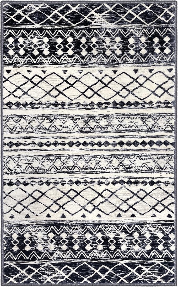 KUTA Moroccan Area Rugs 2x3, Ultra Soft Print Vintage Geometric Low-Pile Floor - Image 10