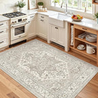 Madane Area Rug 4x6 Washable Rugs: Vintage Living Room Rug Soft Low Pile Non - Image 3