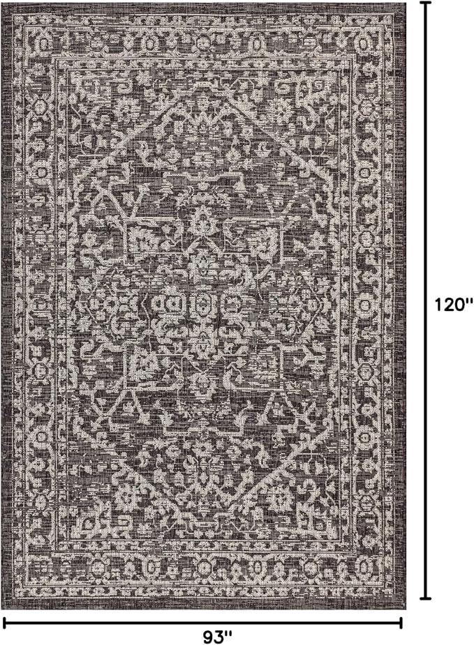 JONATHAN Y Boho Medallion Indoor Outdoor Area Rug 8X10 Black/Gray, Malta - Image 2