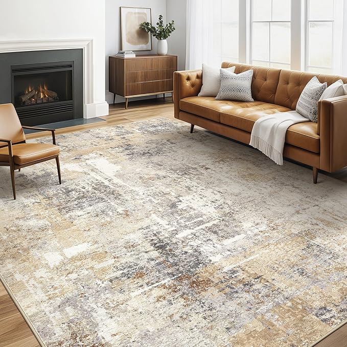 LOONGRUG 5x8 Area Rug Living Room: Machine Washable Large Abstract Soft Thin by LOONGRUG